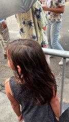 Little Girl Meets Margot Robbie as Harley Quinn on Movie Set