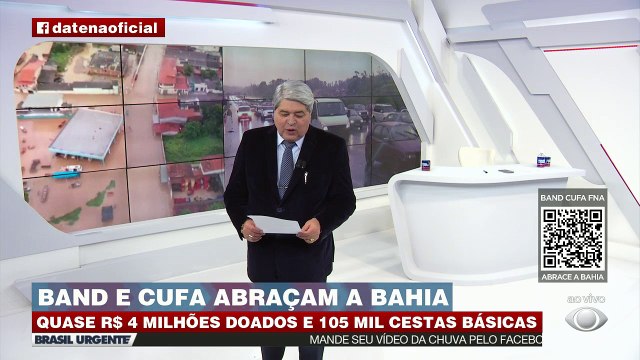 A campanha 'Band, Cufa e FNA abraçam a Bahia' já arrecadou R$ 4 milhões doados. Somadas, as doações já são de 250 mil cestas básicas.