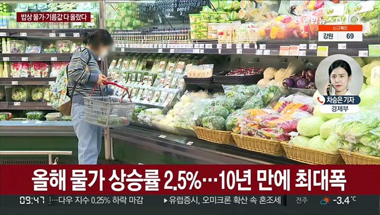 올해 물가 2.5%↑…10년 만에 최대 상승