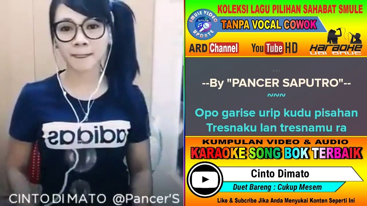 Cinto Dimato Karaoke feat Tanpa Vocal Cowok Duet Bareng Cukup Mesem
