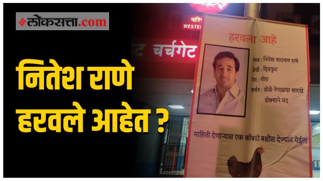 हरवला आहे...! चर्चगेट आणि छत्रपती शिवाजी महाराज टर्मिनस परिसरात लागले नितेश राणेंचे बॅनर