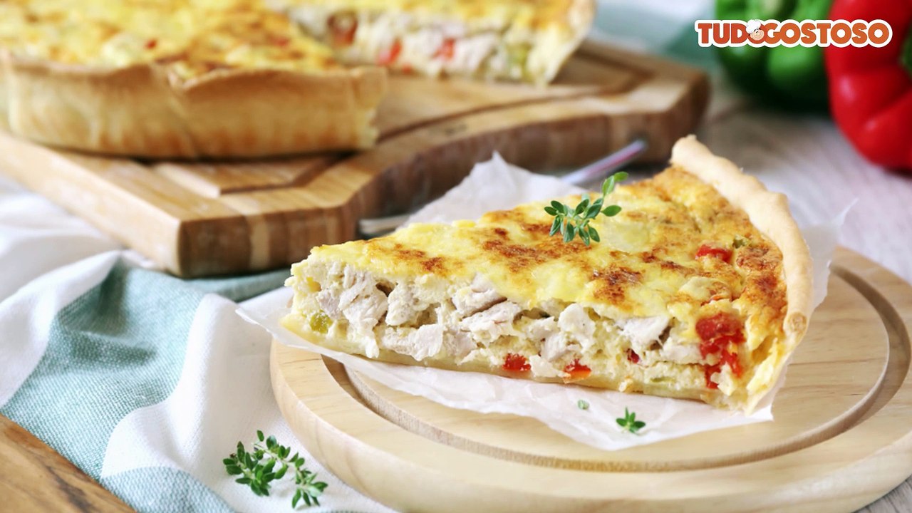 Quiche de frango com palmito