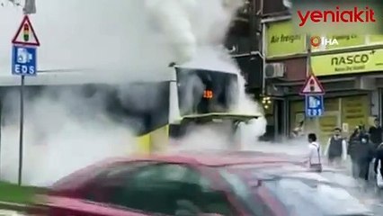 İETT otobüsünün motoru dumanlar içinde kaldı