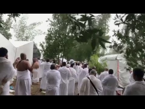 فرحة ودعاء الحجاج لحظة هطول الأمطار على جبل عرفات