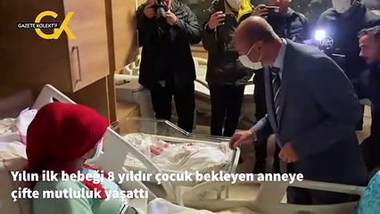 Konya'da yılın ilk bebeği 8 yıldır çocuk bekleyen anneye çifte mutluluk yaşattı