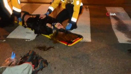 Alkollü motosiklet sürücüsü kaskı sayesinde hayata tutundu