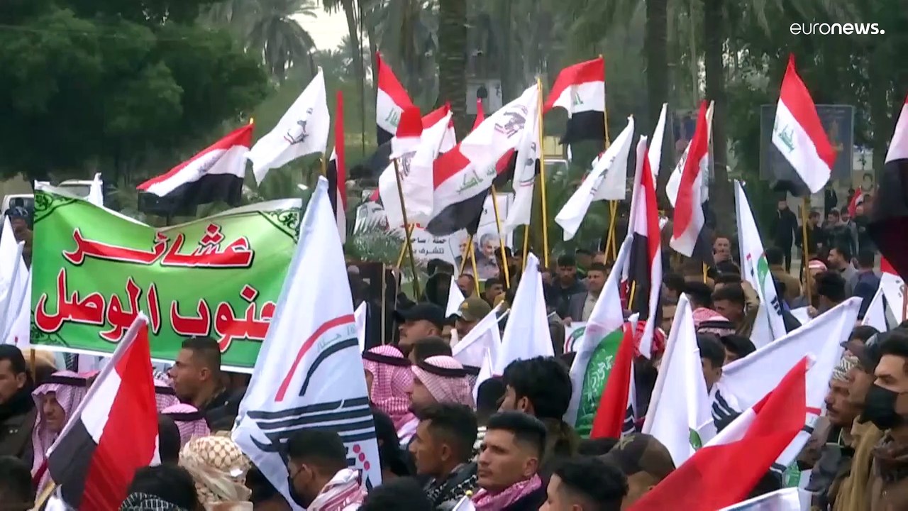 شاهد: الآلاف يحيون الذكرى الثانية لاغتيال سليماني والمهندس في بغداد