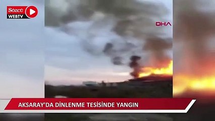 Descargar video: Aksaray'da, akaryakıt istasyonunun olduğu dinlenme tesisinde yangın