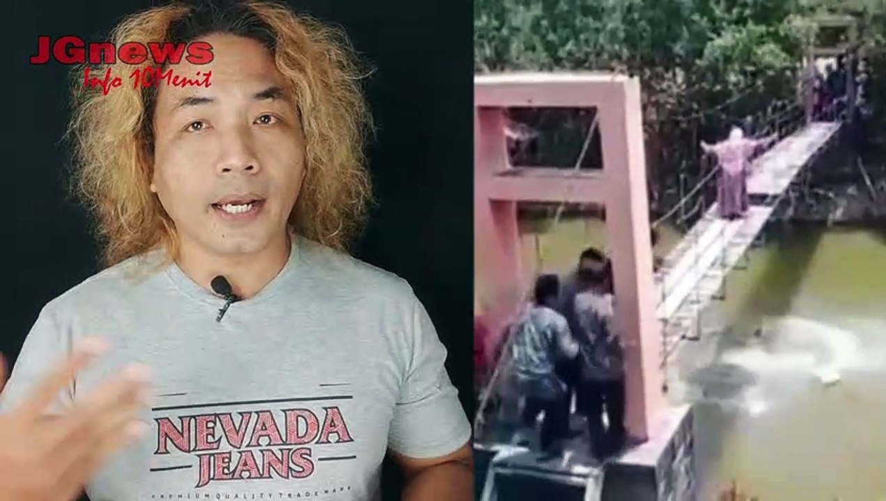 Detik Detik Emak Emak Jatuh Ke Kali di Jembatan Kayu