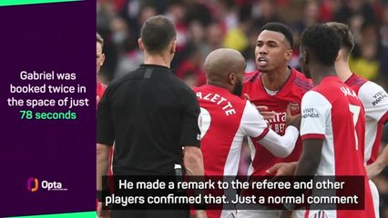 Arsenal assistant Stuivenberg puzzled by first Gabriel yellow