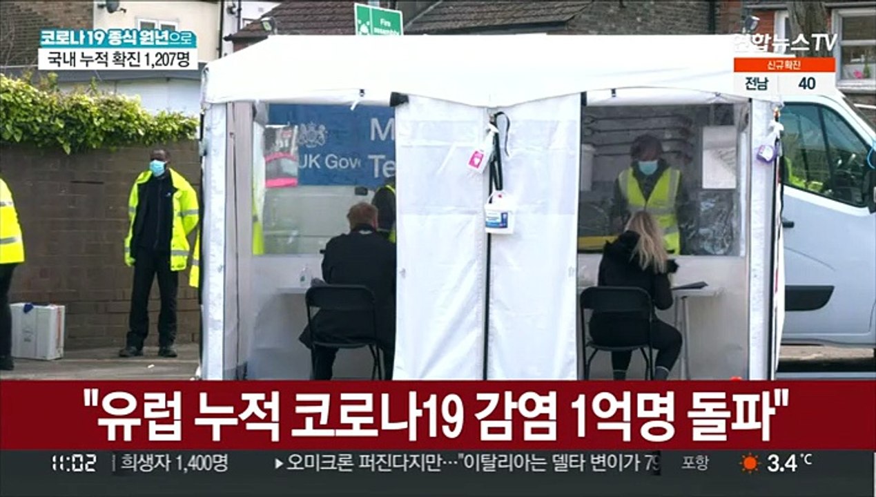 "유럽 누적 코로나19 감염 1억명 돌파"