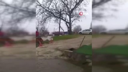 Elindeki kürek ile otoparktaki araçların camını böyle kırdı