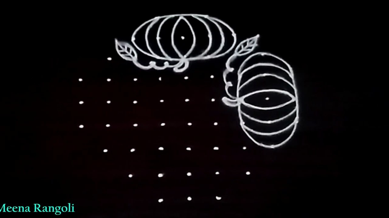 Pumpkin rangoli design for sankranthi - sankranthi muggulu - pongal kolam - గుమ్మడికాయ ముగ్గులు - Rangoli