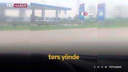 Ters şeritten giden otomobil tehlikeye neden oldu
