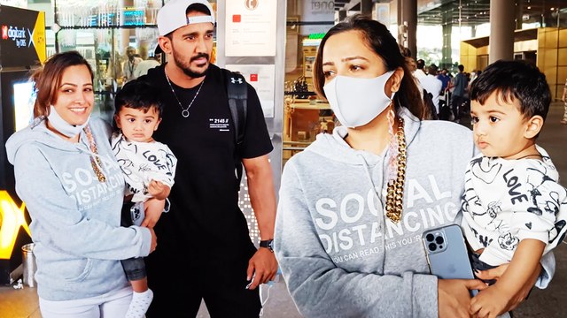 Anita Hassanandani ReturnTo Mumbai From Goa Vacation With Son Aarav & Husband Rohit Reddy