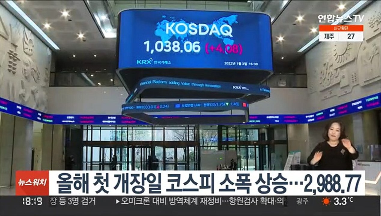 올해 첫 개장일 코스피 소폭 상승…2,988.77