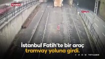 Yolu karıştırdı, tramvay durağına girdi