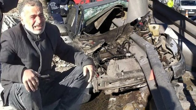 Oğlunun sağ çıktığı aracı görünce gözyaşlarına boğuldu