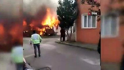 Yaşlı çiftin kaldığı baraka alev topuna döndü