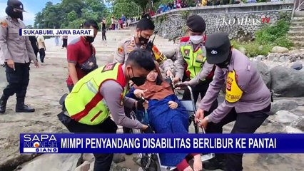 Terwujud! Mimpi Hasni, Seorang Penyandang Disabilitas untuk Pergi ke Pantai