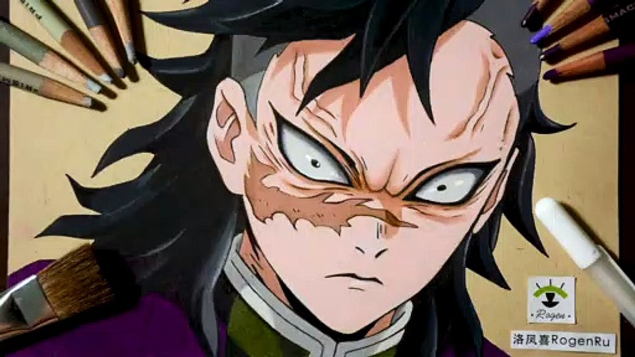 How to draw manga of Demon Slayer - Shinazugawa Genya using prismacolor pencils part 2 [69]