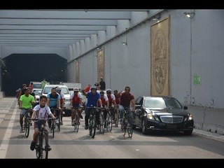 وزير الشباب والرياضة في ماراثون دراجات بأنفاق بورسعيد