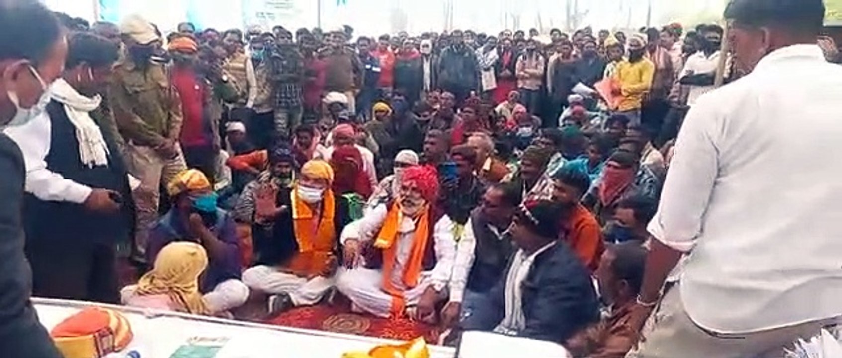 Udaipur Rural MLA sitting on dharna with supporters in the camp