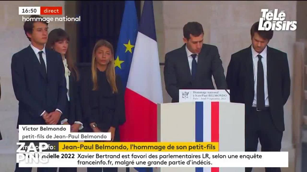 Victor Belmondo extrêmement ému pendant l'hommage national à son grand-père Jean-Paul Belmondo