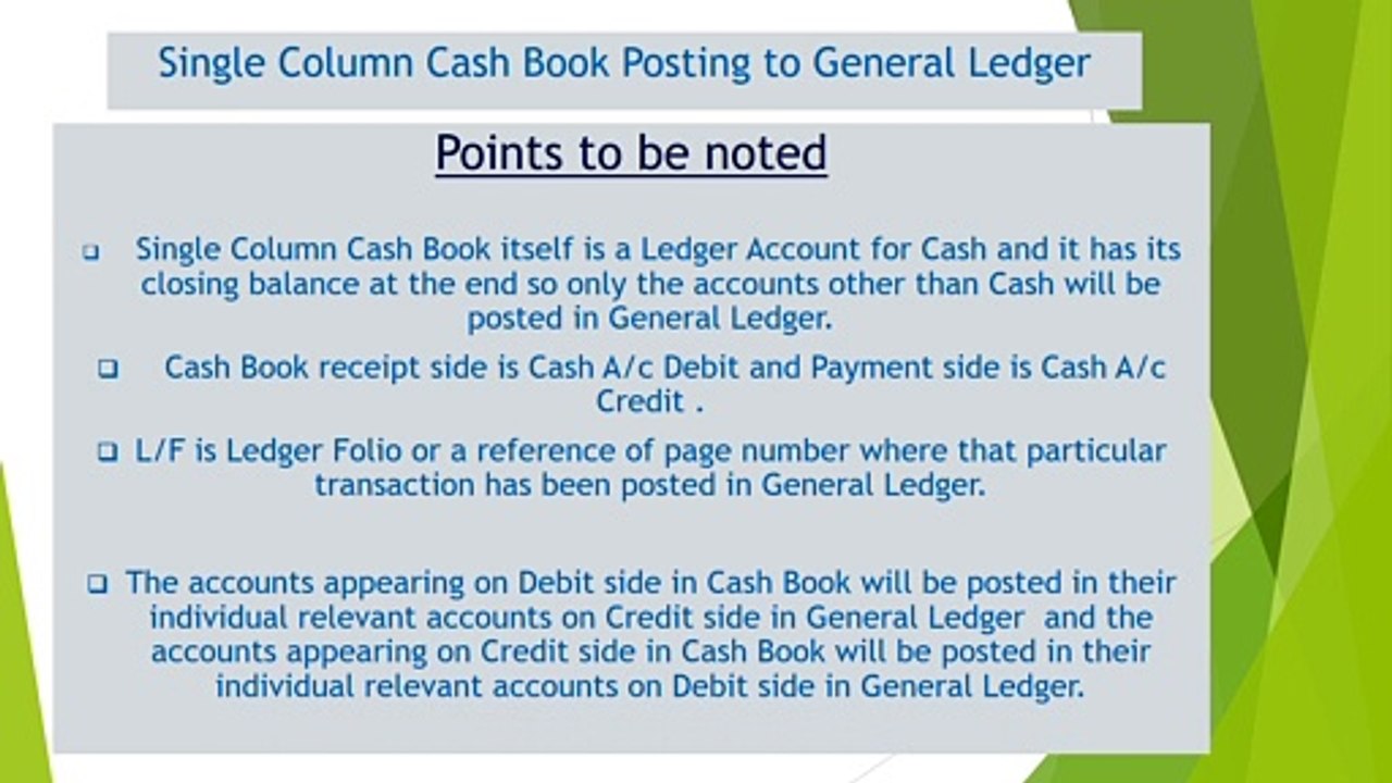 Books of Prime Entry -  Cash Book
