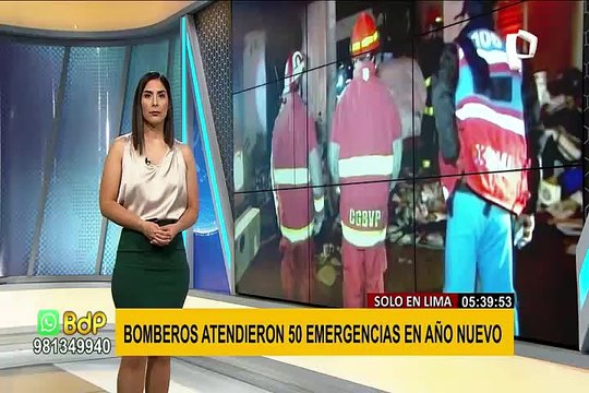 Bomberos atendieron 50 emergencias en Lima durante Año Nuevo