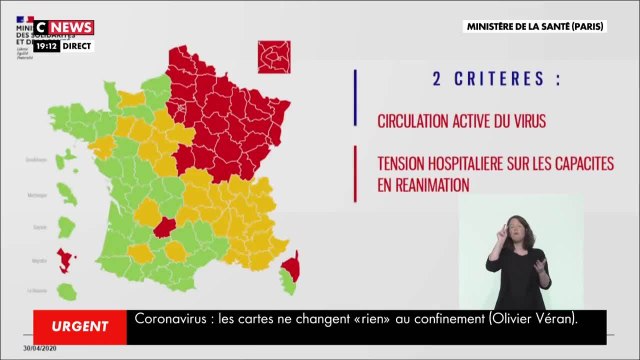 Déconfinement : La première carte des départements verts, oranges et rouges