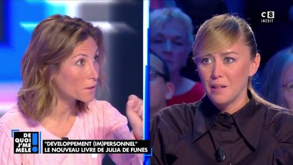Enora Malagré mal à l'aise après une question pointue de Julia de Funès dans De quoi j'me mêle