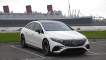 The new Mercedes-AMG EQS 53 4MATIC+ in Diamond White Driving Video