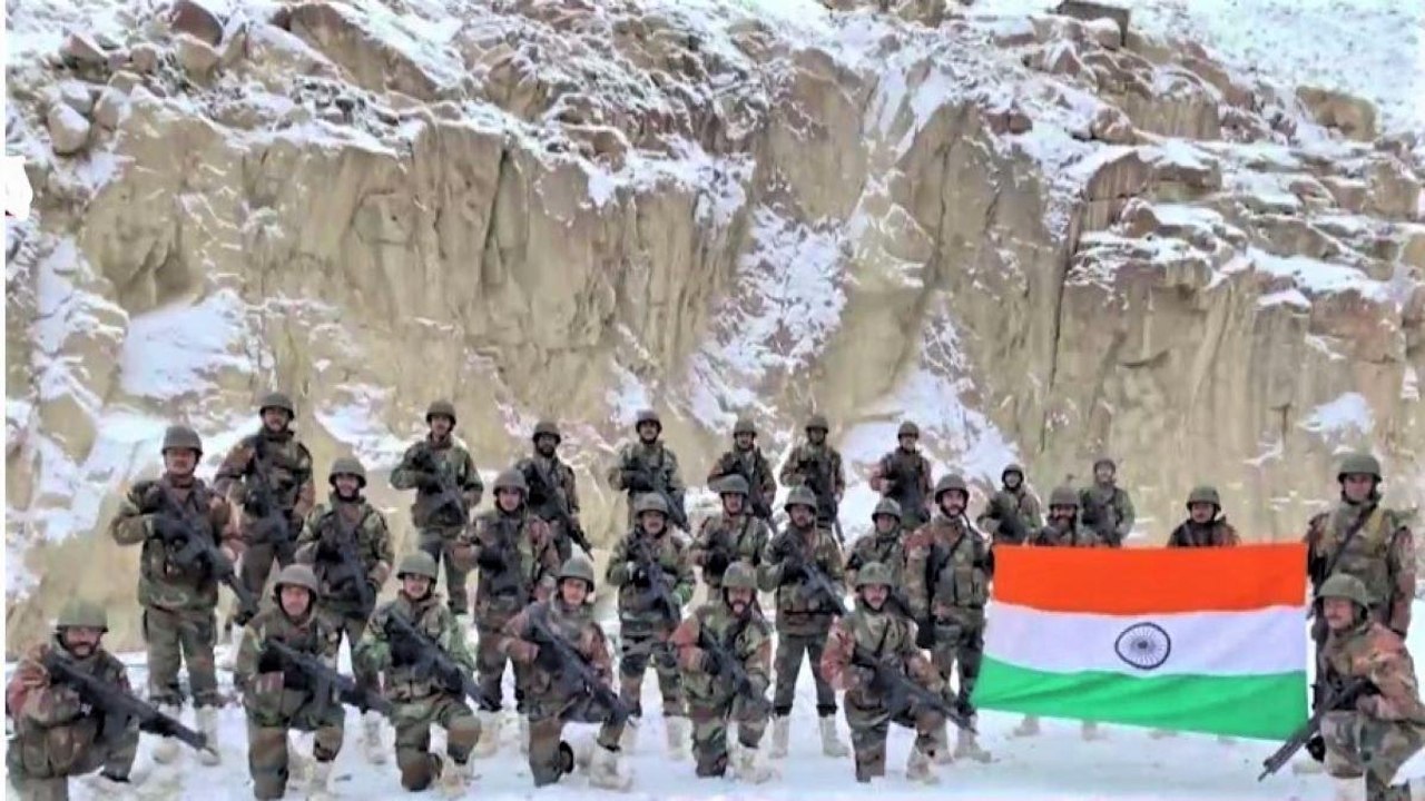 Indian troops unfurled flag at Galwan Valley