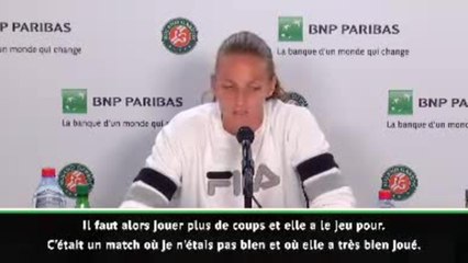 Roland-Garros - Pliskova : "J'ai été trop passive et pas assez rapide"