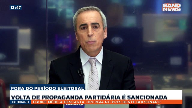 Jair Bolsonaro sanciona o projeto de lei que autoriza a volta da propaganda partidária na televisão fora do período eleitoral.