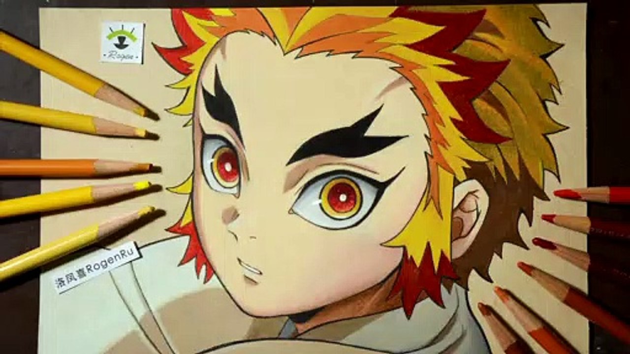 How to darw anime of Demon Slayer the Rengoku Kyoujurou | Drawing manga with prismacolor [70]