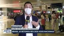 As companhias aéreas preveem retornar aos níveis pré-pandemia até março. 85% dos voos nacionais já foram retomados.