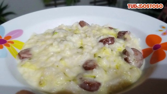 Risoto de abobrinha com linguiça defumada