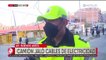 Camión arrastra tendido eléctrico y tumba seis postes en La Paz
