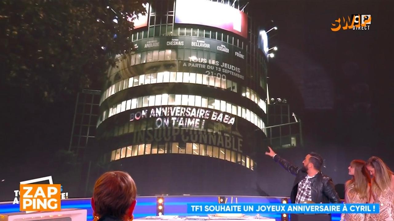 Quand Cyril Hanouna se souhaite un "joyeux anniversaire" sur la tour... de TF1 !