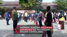 Momen Presiden Jokowi Mampir ke Pasar Gemolong Bagikan Sembako dan Bantuan Tunai