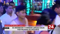 Ciudadanos se amanecen y hacen largas filas en puntos de descarte Covid-19