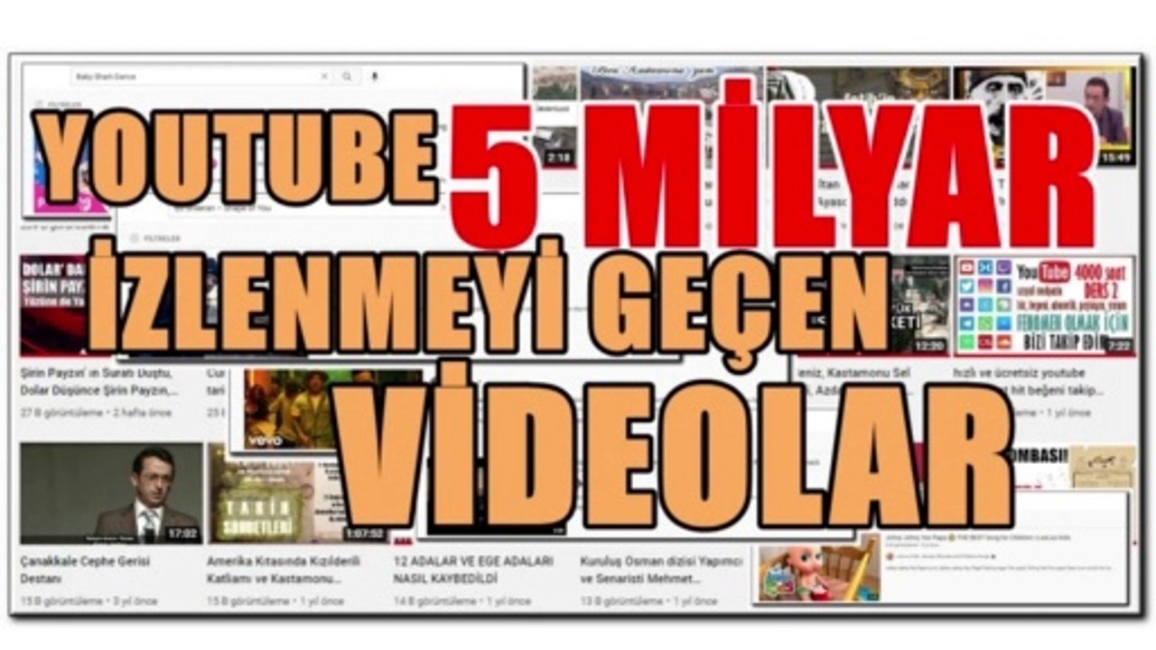 Youtube kanalında 5 milyar izlenmeyi geçen, dünyanın en çok izlenen videoları