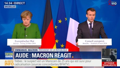 Emmanuel Macron réagit pour la première fois à l'attentat de Trèbes
