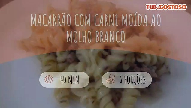 Macarrão com carne moída ao molho branco