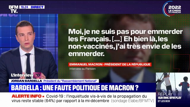 Pour Jordan Bardella, Emmanuel Macron a montré qu'il avait, au fond de lui, une forme de mépris et de détestation des Français