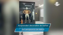 Luchadores y estaciones del Metro: así son los baños del aeropuerto Felipe Ángeles