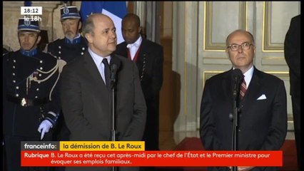 Le ministre de l'Intérieur, Bruno Le Roux, démissionne