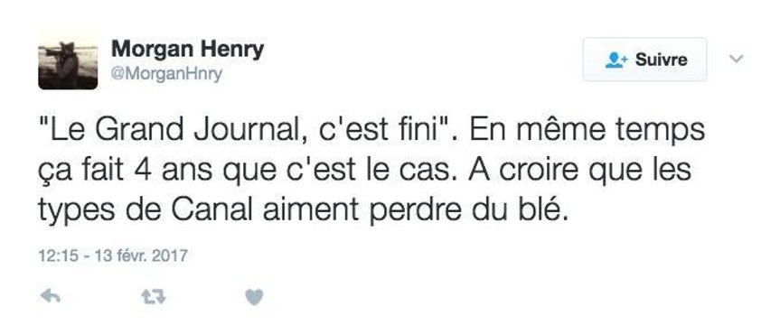 Twitter ironise sur l'arrêt du Grand Journal...